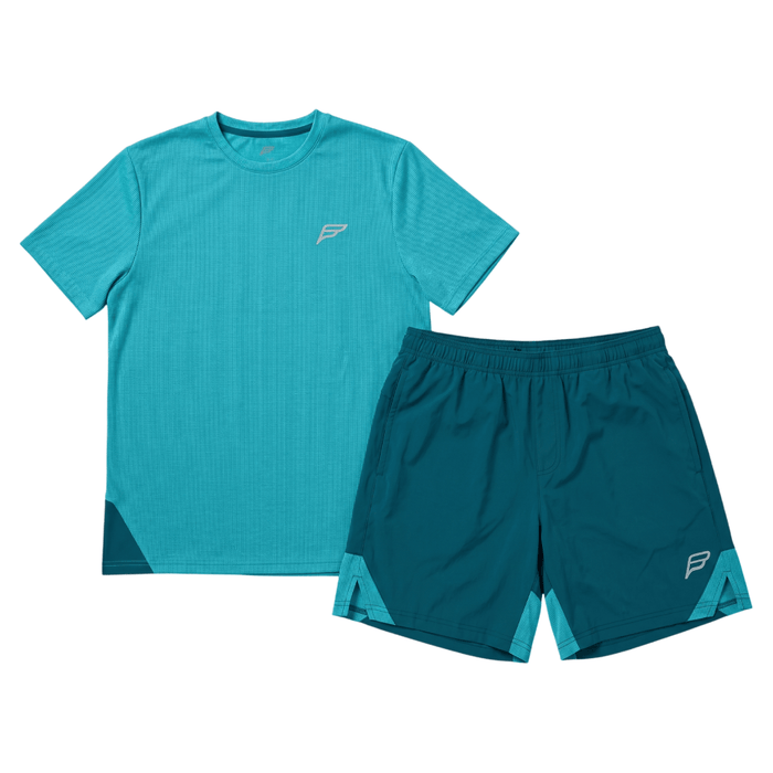 Frequency Men's 2 Piece Co Ord Set Azure T-Shirt & Shorts