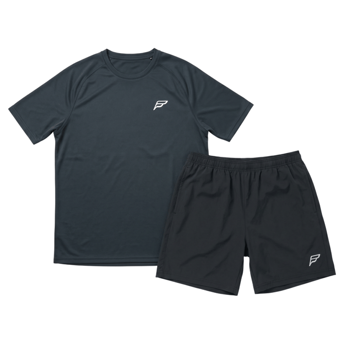Frequency Men's 2 Piece Co Ord Set Black T-Shirt & Shorts