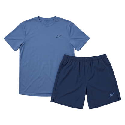 Frequency Men's 2 Piece Co Ord Set Blue T-Shirt & Shorts