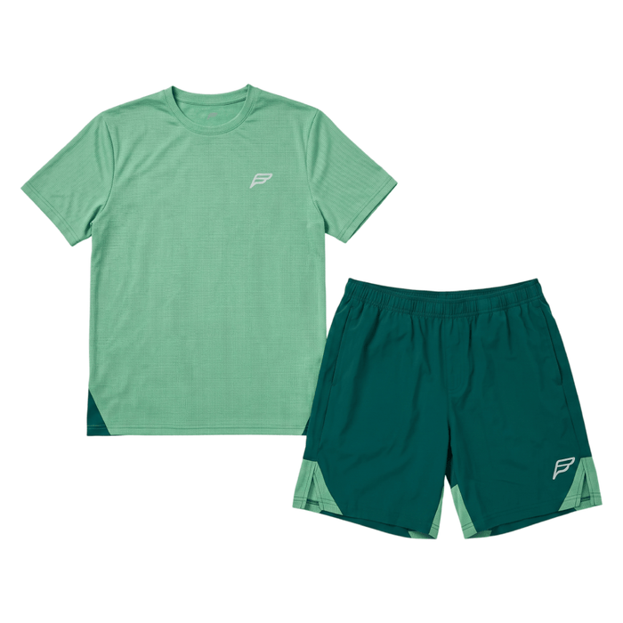Frequency Men's 2 Piece Co Ord Set Green T-Shirt & Shorts