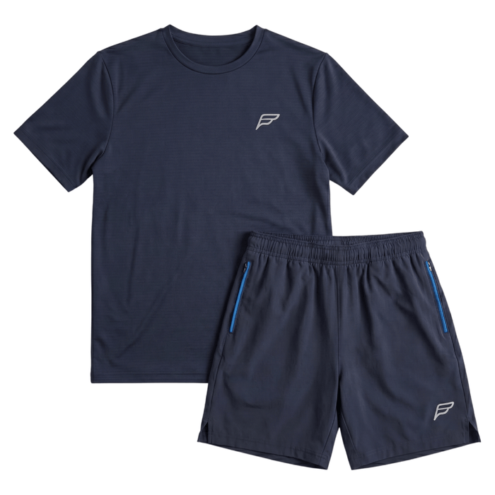 Frequency Men's 2-Piece Co-Ord Set – Navy/Royal   (T-Shirt & Shorts)