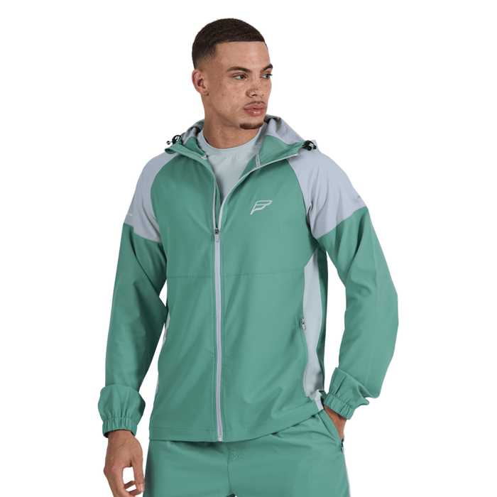 Frequency Men's 3 Piece Co Ord Set Green/Grey Jacket, T-Shirt & Shorts