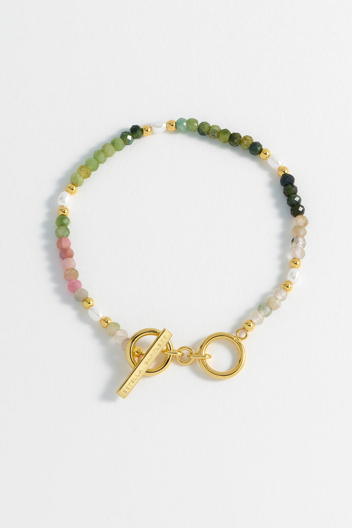 Gemstone Pearl T-Bar Beaded Bracelet