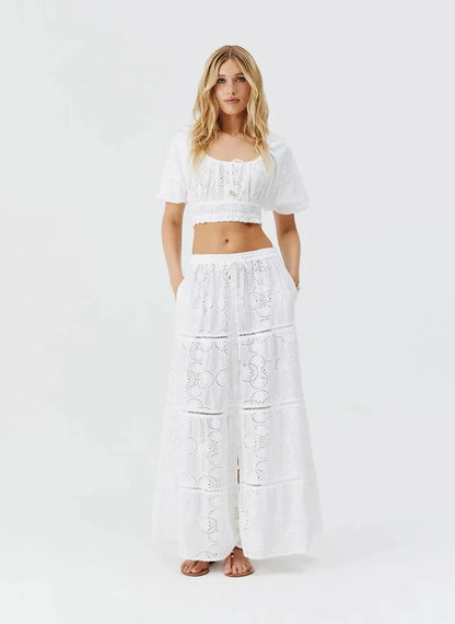 Tops Melissa Odabash Giorgia Embroidered Crop Top White Apoella
