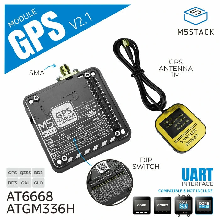 GPS Module v2.1 with Antenna (ATGM336H) - m5stack-store