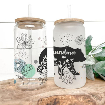 Grandma Bear Frosted Glass Tumbler Libby Soda Can
