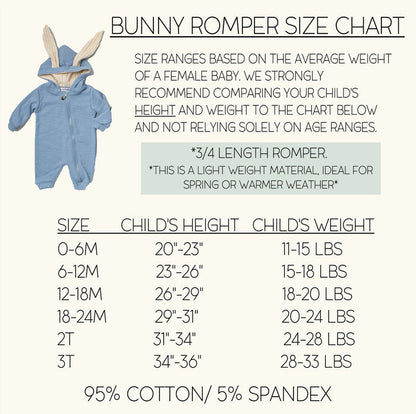 Gray Personalized Embroidered Easter Romper with Bunny Ears