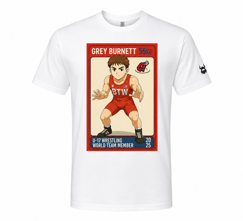 Grey Burnett DTG Trading Card White Shirt