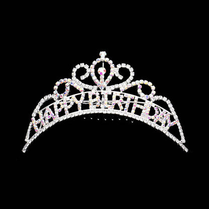 HAPPY BIRTHDAY Rhinestone Party Tiara: Gold