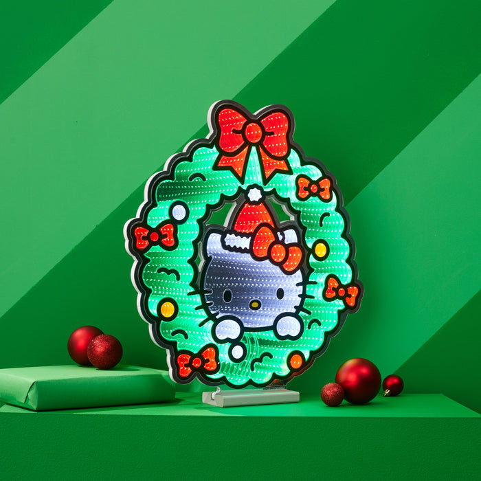 Hello Kitty 20" Holiday Wreath Decorative Ekkolight Infinity Light Home Melrose