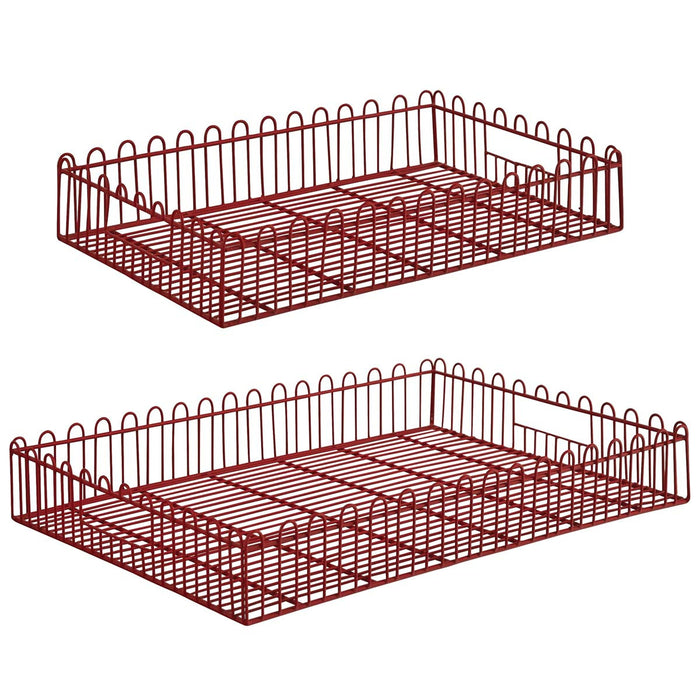Red Metal Hillside Trays Set