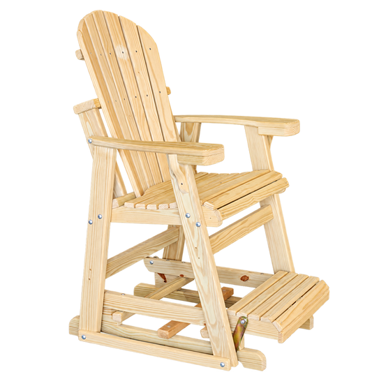 Homestead Amish pine balcony glider on transparent background