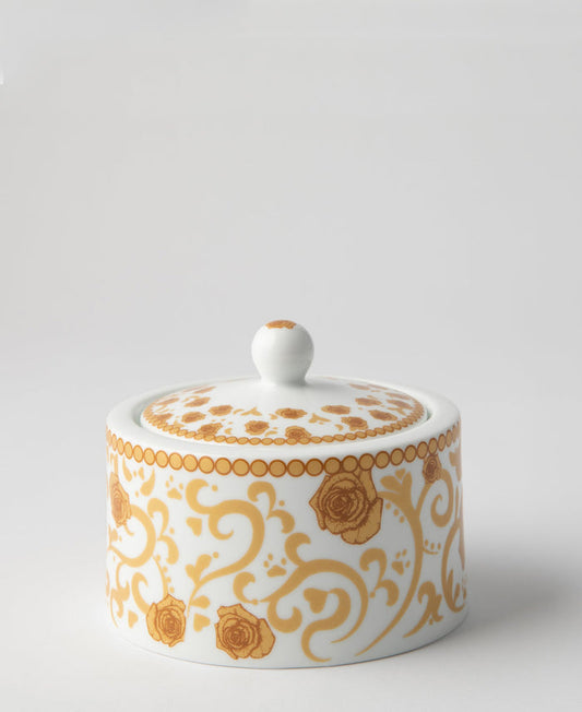 Jenna Clifford Milk & Honey Sugar Pot 350ml - White & Gold