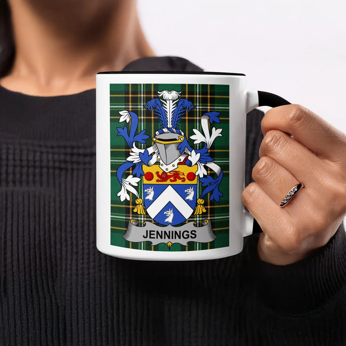 Jennings Irish heritage mug with black handle and interior