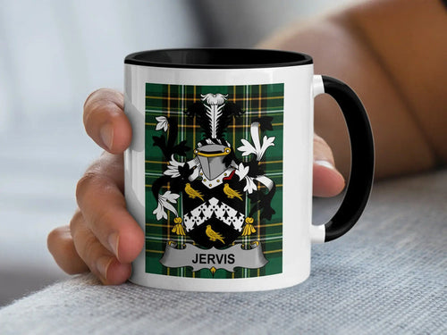 Jervis Irish family crest black accent mug