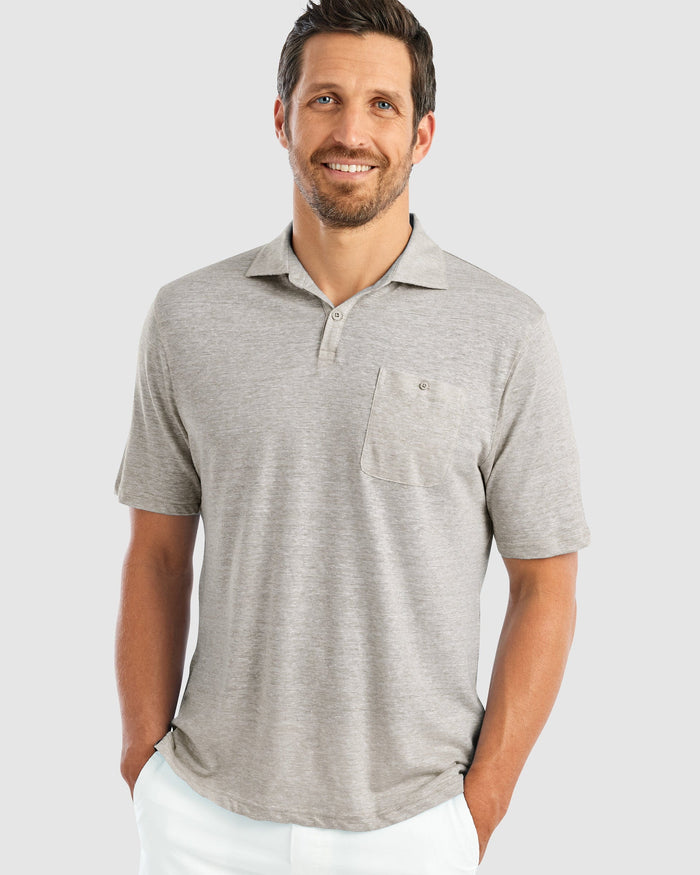 Johnnie O Mens Castaway Linen Blend Polo Apparel Johnnie-O Small Havanna