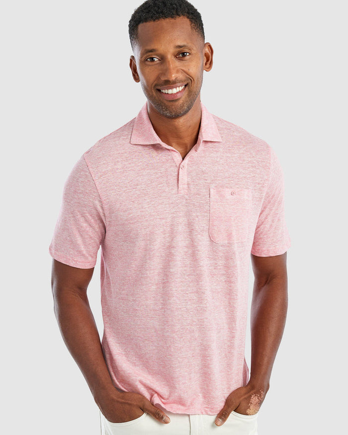Johnnie O Mens Castaway Linen Blend Polo Apparel Johnnie-O Small Pink Sands