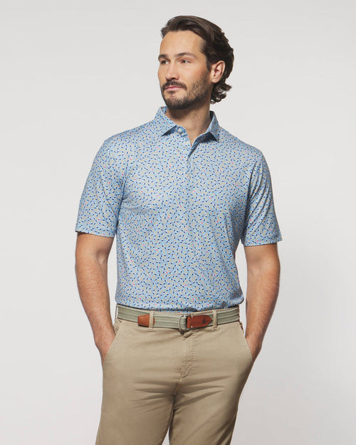 Johnnie O Mens Duck Hook Printed Jersey Performance Polo Apparel Johnnie-O Maliblu Small