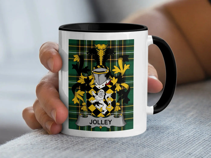 Jolley Irish surname ceramic mug with crest-style emblem