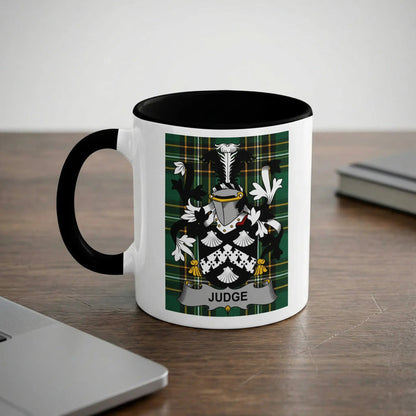 Judge Irish heritage mug with black handle and family crest