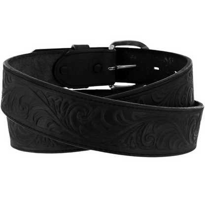 Justin Men - Western Scroll Tooled Belt (Black) 53903