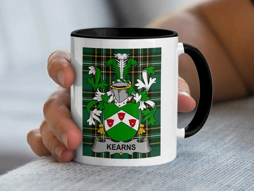 Kearns Irish family crest black accent mug
