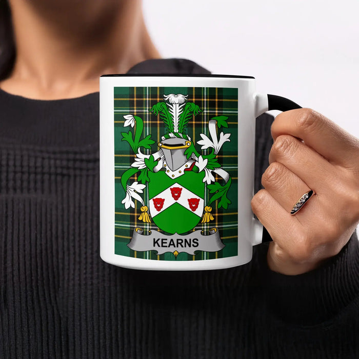Kearns Irish heritage mug with black handle and interior