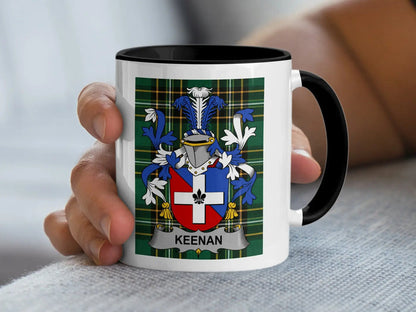 Keenan Irish family crest black accent mug