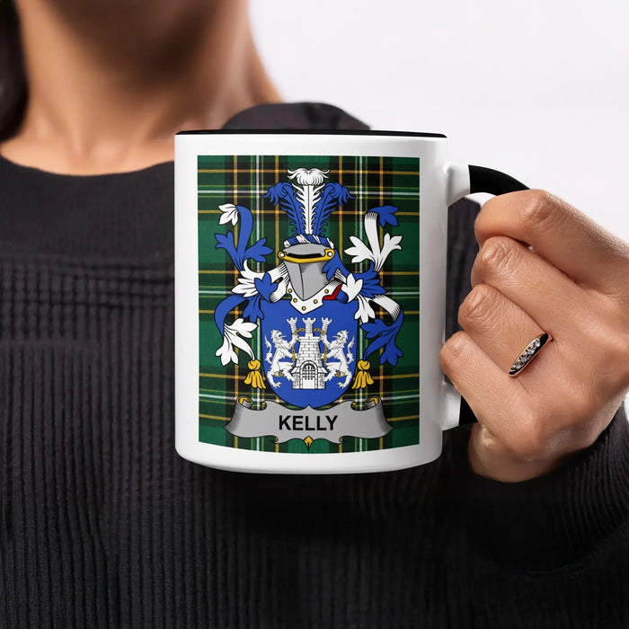 Kelly Irish heritage mug with black handle and interior