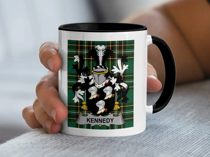 Kennedy Irish family crest black accent mug
