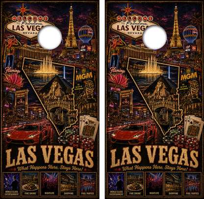 Las Vegas What Happens Here Stays Here Cornhole Design