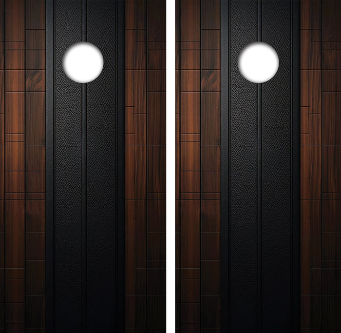 Leather & Wood Cornhole Design