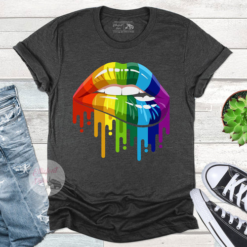 LGBT Rainbow Biting Lip shirt
