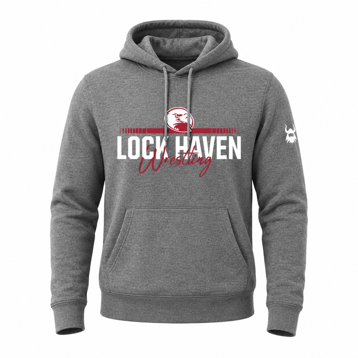 Lock Haven Wrestling Script Grey Hoodie