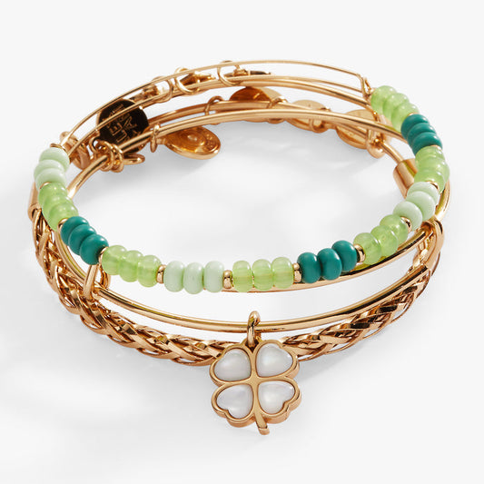 Lucky Four-Leaf Clover Set of 3 Bangles