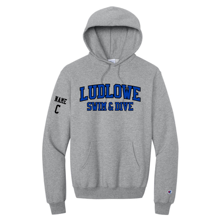 Ludlowe Girls Swim & Dive Champion Hooded Sweatshirt Logowear Fairfield Ludlowe Girls Swim & Dive Grey Adult S