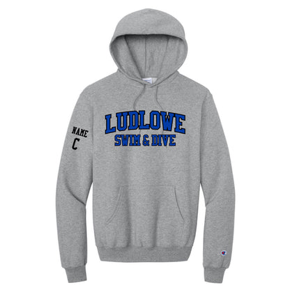 Ludlowe Girls Swim & Dive Champion Hooded Sweatshirt Logowear Fairfield Ludlowe Girls Swim & Dive Grey Adult S