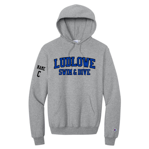 Ludlowe Girls Swim & Dive Champion Hooded Sweatshirt Logowear Fairfield Ludlowe Girls Swim & Dive Grey Adult S
