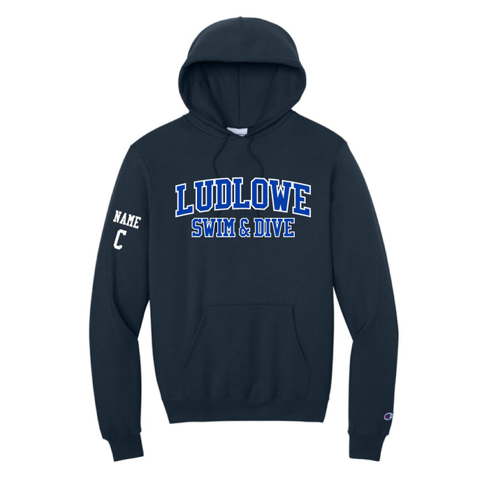 Ludlowe Girls Swim & Dive Champion Hooded Sweatshirt Logowear Fairfield Ludlowe Girls Swim & Dive Navy Adult S
