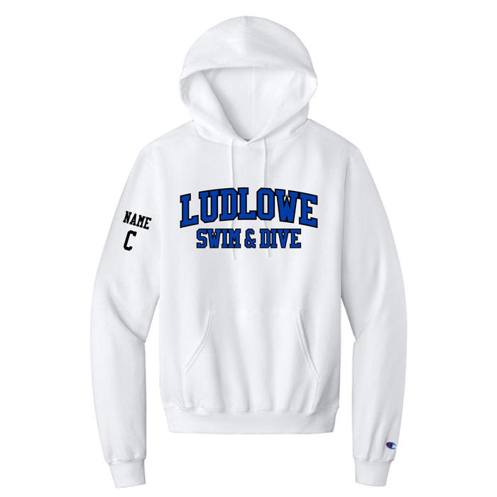 Ludlowe Girls Swim & Dive Champion Hooded Sweatshirt Logowear Fairfield Ludlowe Girls Swim & Dive White Adult S