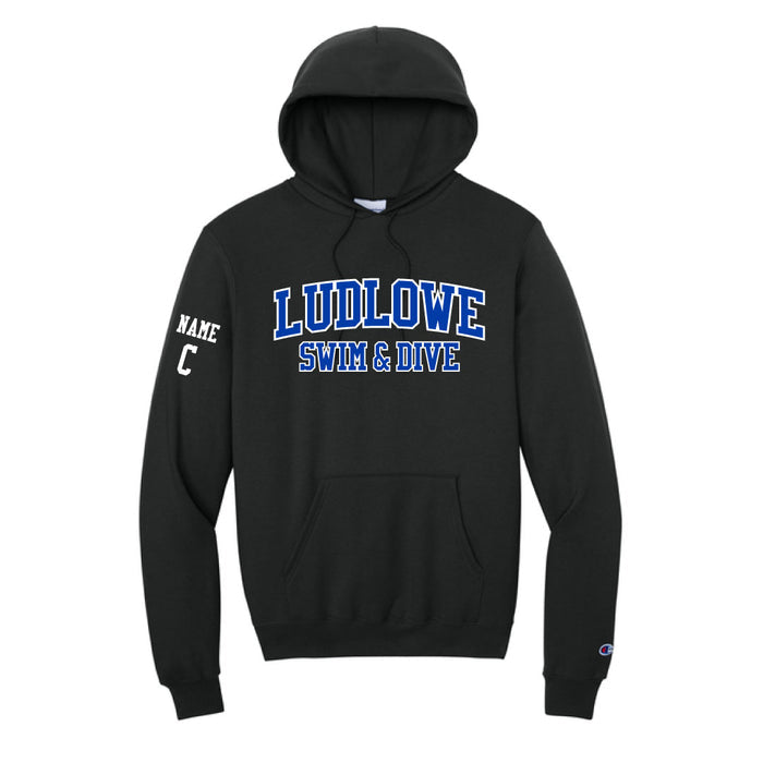 Ludlowe Girls Swim & Dive Champion Hooded Sweatshirt Logowear Fairfield Ludlowe Girls Swim & Dive Black Adult S