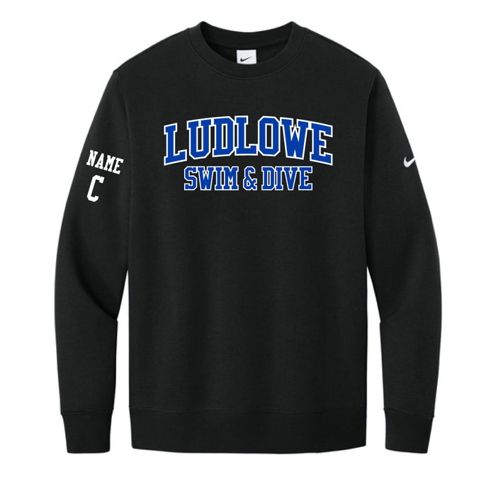 Ludlowe Girls Swim & Dive Nike Crewneck Sweatshirt Logowear Fairfield Ludlowe Girls Swim & Dive Black Adult S