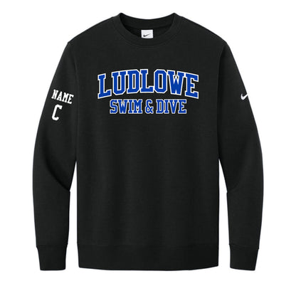 Ludlowe Girls Swim & Dive Nike Crewneck Sweatshirt Logowear Fairfield Ludlowe Girls Swim & Dive Black Adult S