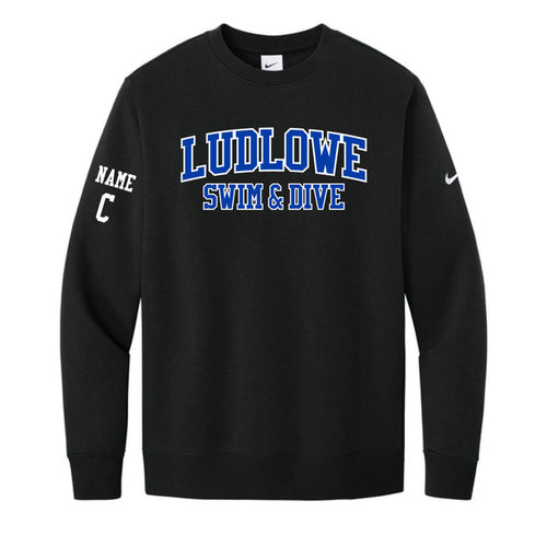 Ludlowe Girls Swim & Dive Nike Crewneck Sweatshirt Logowear Fairfield Ludlowe Girls Swim & Dive Black Adult S
