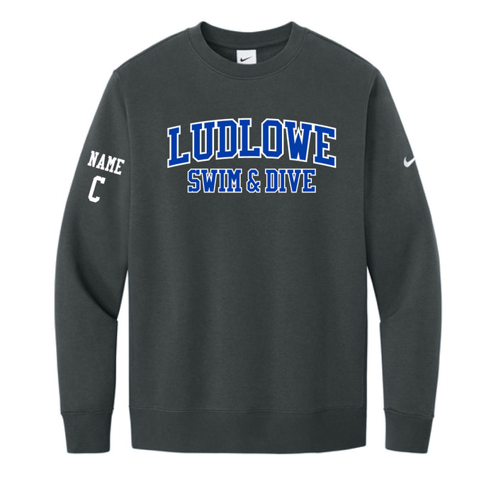 Ludlowe Girls Swim & Dive Nike Crewneck Sweatshirt Logowear Fairfield Ludlowe Girls Swim & Dive Anthracite Adult S