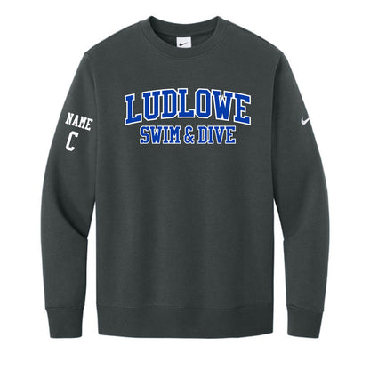 Ludlowe Girls Swim & Dive Nike Crewneck Sweatshirt Logowear Fairfield Ludlowe Girls Swim & Dive Anthracite Adult S