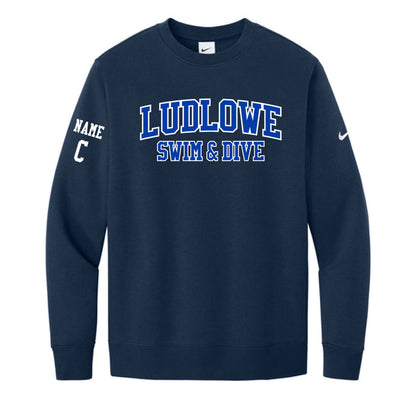 Ludlowe Girls Swim & Dive Nike Crewneck Sweatshirt Logowear Fairfield Ludlowe Girls Swim & Dive Navy Adult S