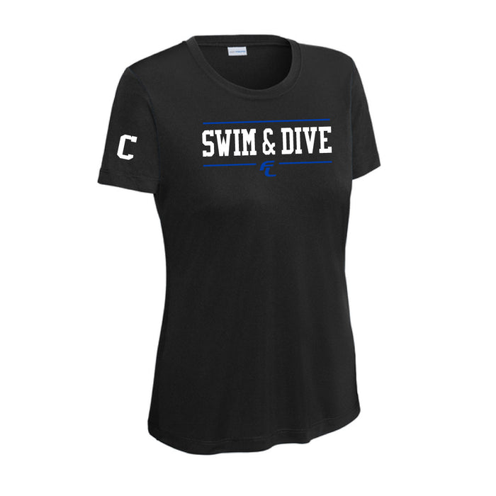 Ludlowe Girls Swim & Dive Short Sleeve Logowear Fairfield Ludlowe Girls Swim & Dive Black Ladies XS