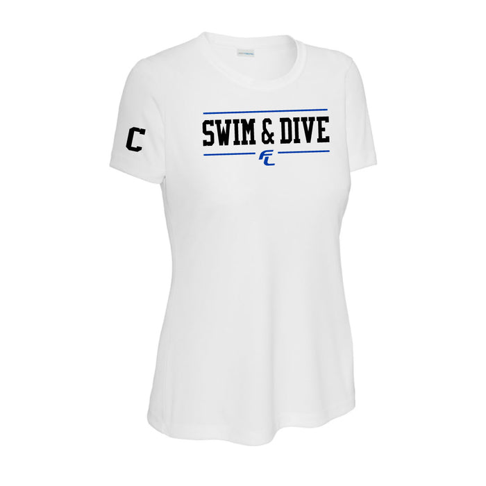 Ludlowe Girls Swim & Dive Short Sleeve Logowear Fairfield Ludlowe Girls Swim & Dive White Ladies XS