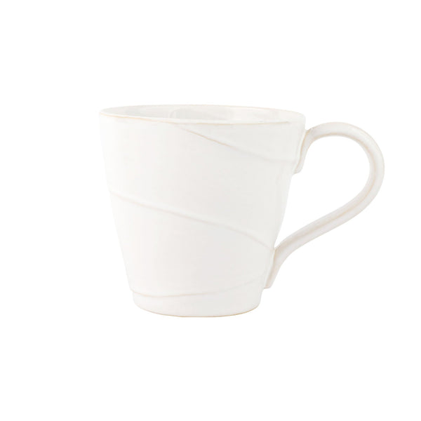 Vietri Luna Mug with a smooth, rounded ceramic design featuring a glossy finish and neutral color, perfect for beverages.